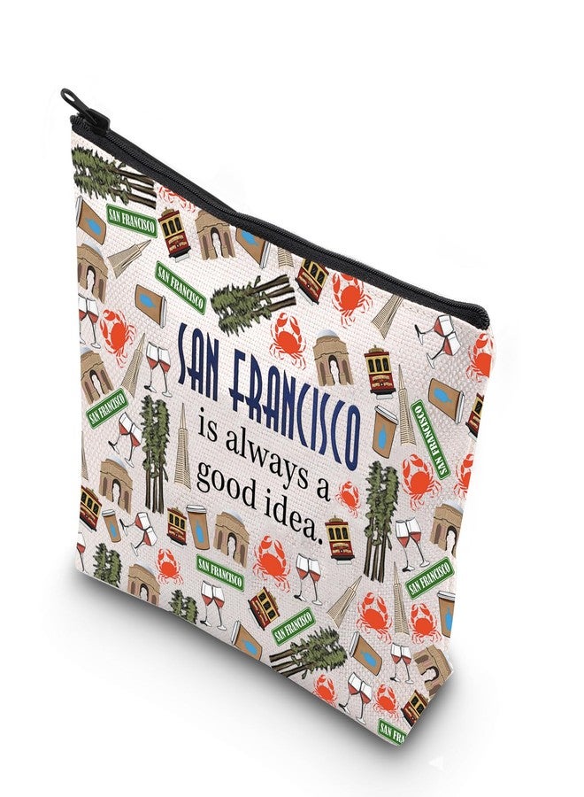 حقيبة مكياج بسحاب بتصميم أفق مدينة سان فرانسيسكو (سان فرانسيسكو) من WCGXKO - Image 1