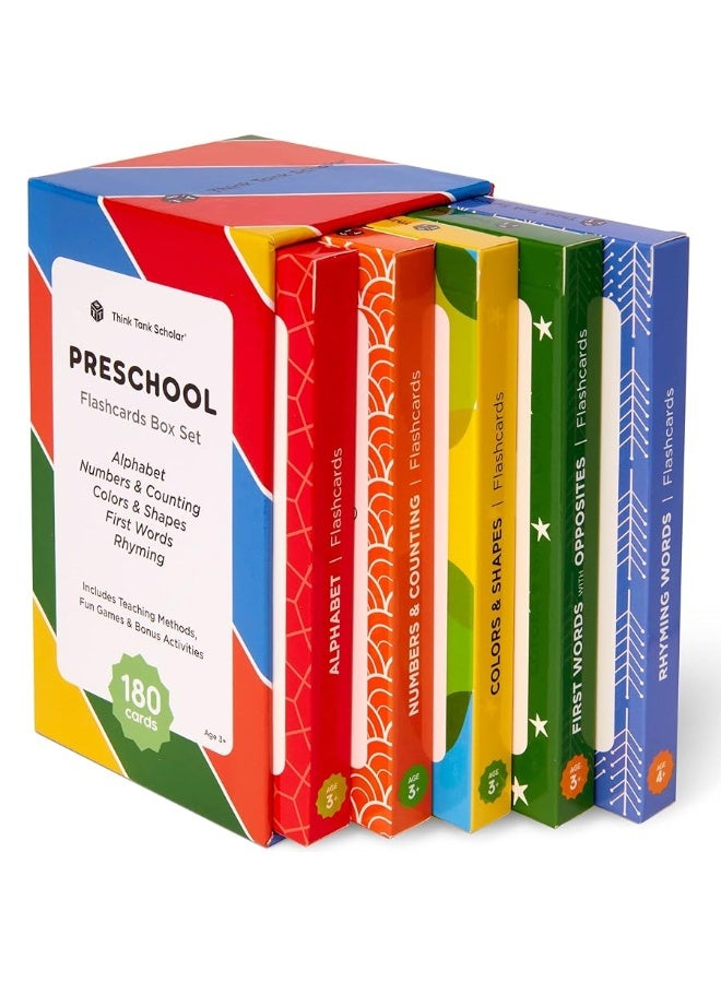 Think Tank Scholar Think Tank Scholar Flash Cards for Preschool, Pre K and Kindergarten Set of 5, 180 Cards - Learn Alphabets, Colors, Number, Shapes Animals & Sight Words - Educational Flashcards for Kids 2-5 Years  - Image 3