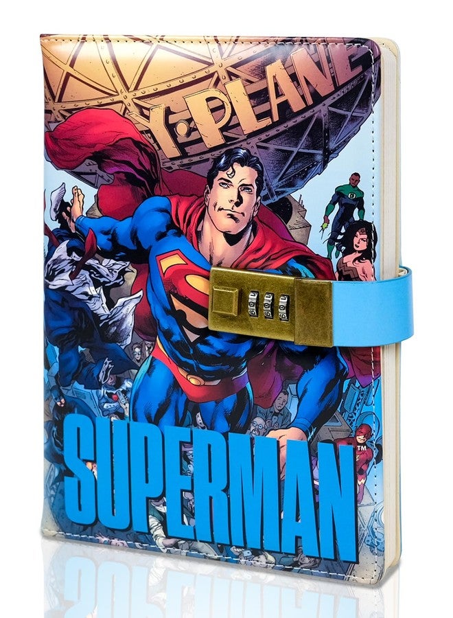 CoCube+ Superman Superhero Diary with Lock - Comic-Inspired PU Leather Notebook Journal with Lock 228 Pages - Superman Locked Diary Planner Organizer for Boys, Girls, Teens, Fans, School or Gift Use - Image 1