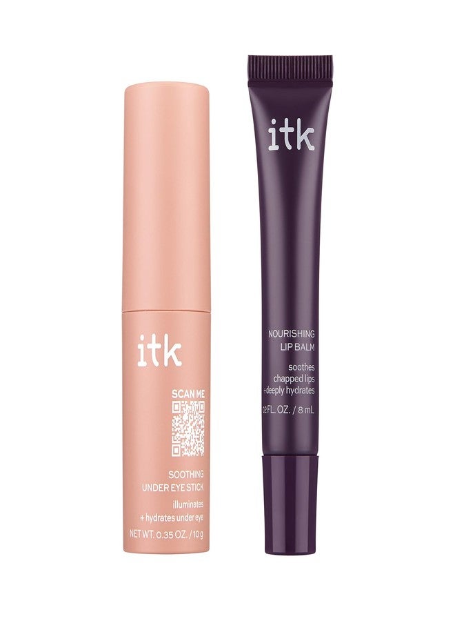 ITK Skincare Gift Set - Aloe Vera Under Eye Stick + Shea Butter Lip Balm Duo to Reduce Eye Puffiness and Soothe Chapped Lips with Vitamin E - Hydrates Dry Lips and Eyes - Travel Skincare Set - Image 1
