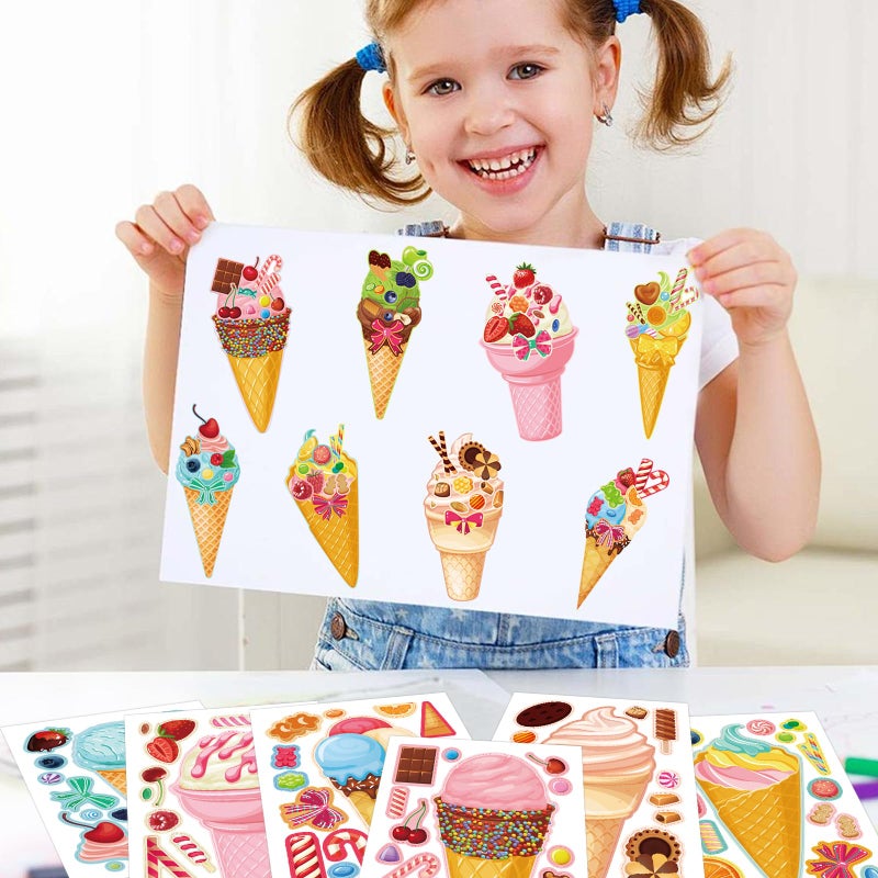 Ozepao 32 Sheets Ice Cream Stickers For Kids  Make A Face Stickers For Party Decorations  Party Favors Craft Supplies - Image 3