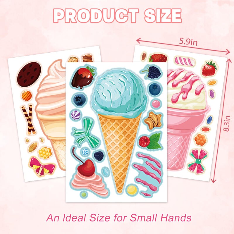 Ozepao 32 Sheets Ice Cream Stickers For Kids  Make A Face Stickers For Party Decorations  Party Favors Craft Supplies - Image 4
