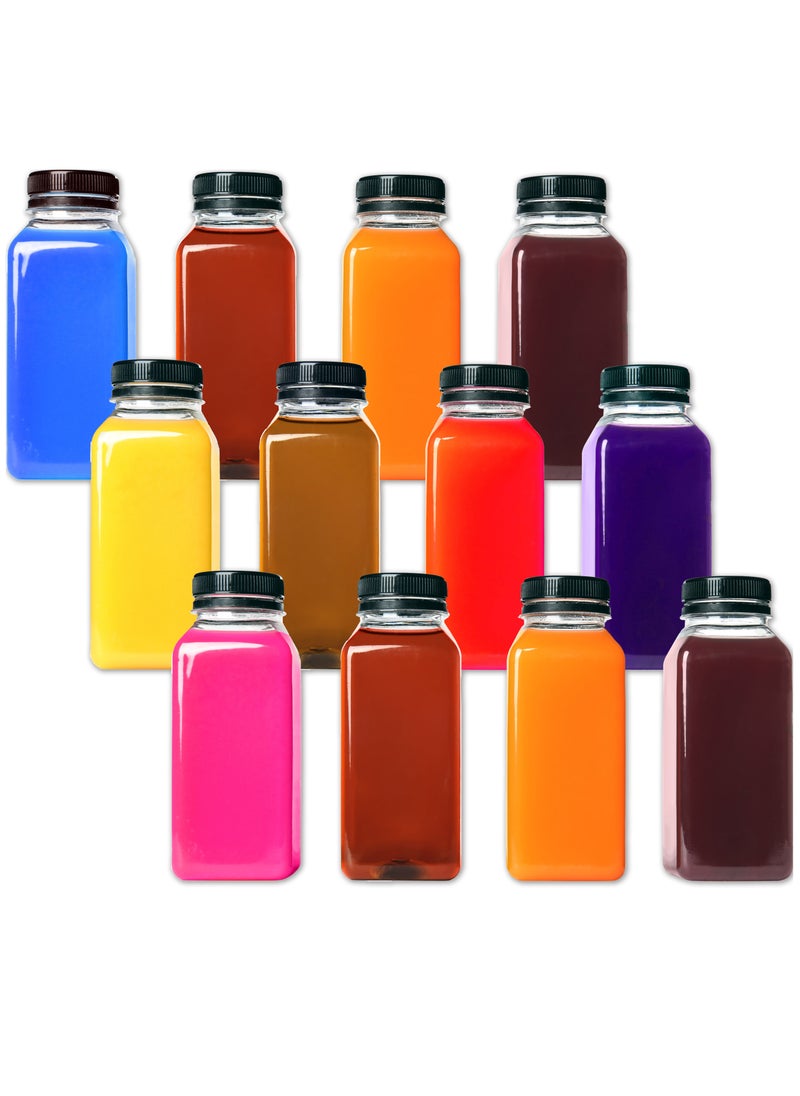 HYFY - 12 PCS 250ml Plastic Juice Bottles 8.4 oz Clear Plastic Bottles With Caps Milk Bottle Water Bottles For Kids Empty Bottle Zamzam Water Gym Water Bottle Reusable Plastic Juice Bottle Leak Proof - Image 1