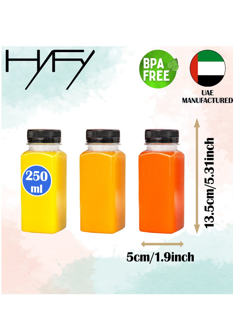 HYFY - 12 PCS 250ml Plastic Juice Bottles 8.4 oz Clear Plastic Bottles With Caps Milk Bottle Water Bottles For Kids Empty Bottle Zamzam Water Gym Water Bottle Reusable Plastic Juice Bottle Leak Proof - Image 1