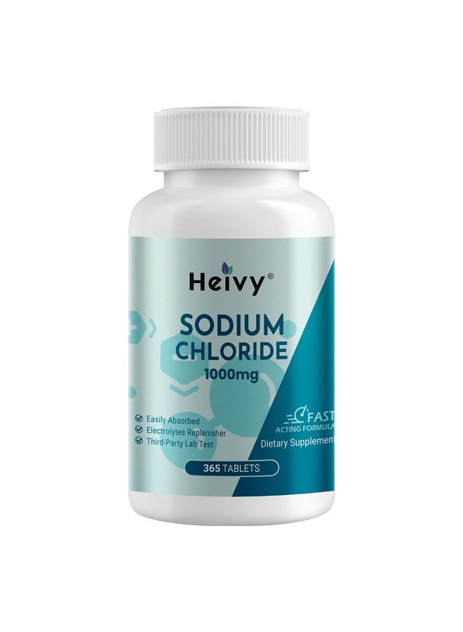 Heivy Sodium Chloride Tablets 1000mg - Pure Salt Tablets, 365 Tablets, Sodium Chloride, Non-GMO - Electrolyte Balance and Hydration Support, Electrolytes Replenisher Hydration Drink - Image 1