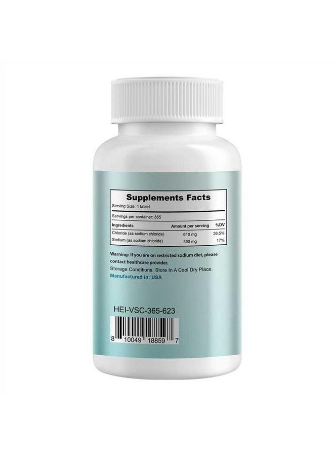 Heivy Sodium Chloride Tablets 1000mg - Pure Salt Tablets, 365 Tablets, Sodium Chloride, Non-GMO - Electrolyte Balance and Hydration Support, Electrolytes Replenisher Hydration Drink - Image 2