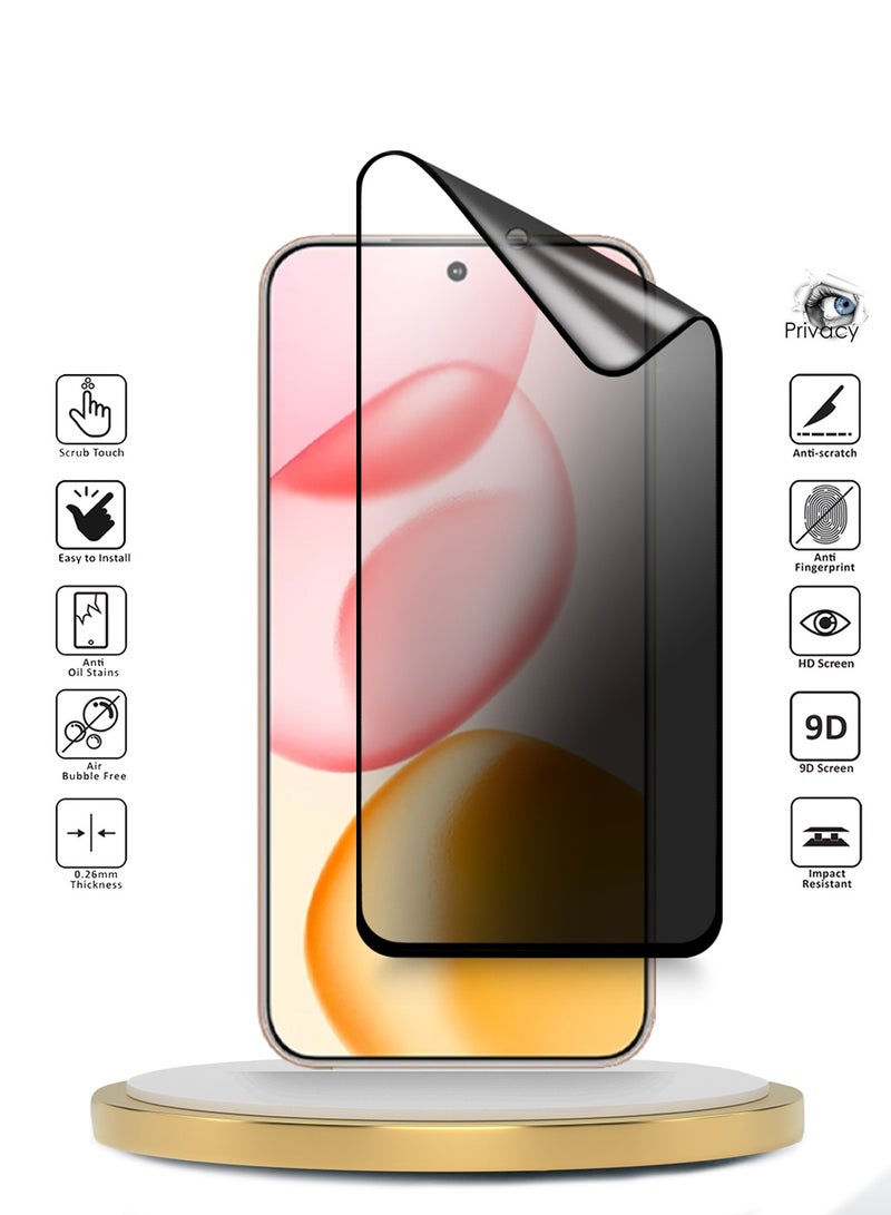 Wtech Honor 400 5G 2025 Premium Nano Ceramic Privacy Full Glue Full Cover Matte Flexible Screen Protector (MSCNMP) - Clear/Black - Image 2