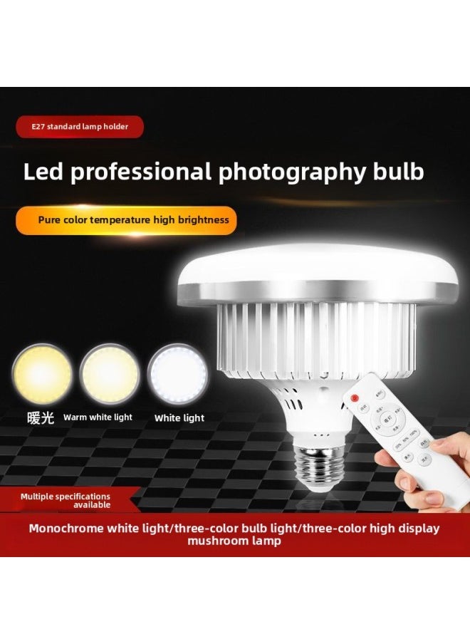 Generic - Photography Bulb LED Photography Lamp E27 Screw Remote Control Three-color Mushroom Lamp Soft Box Bulb Photography Equipment Wholesale-Specifications:Qy7000 Three-color Mushroom Lamp - Image 1
