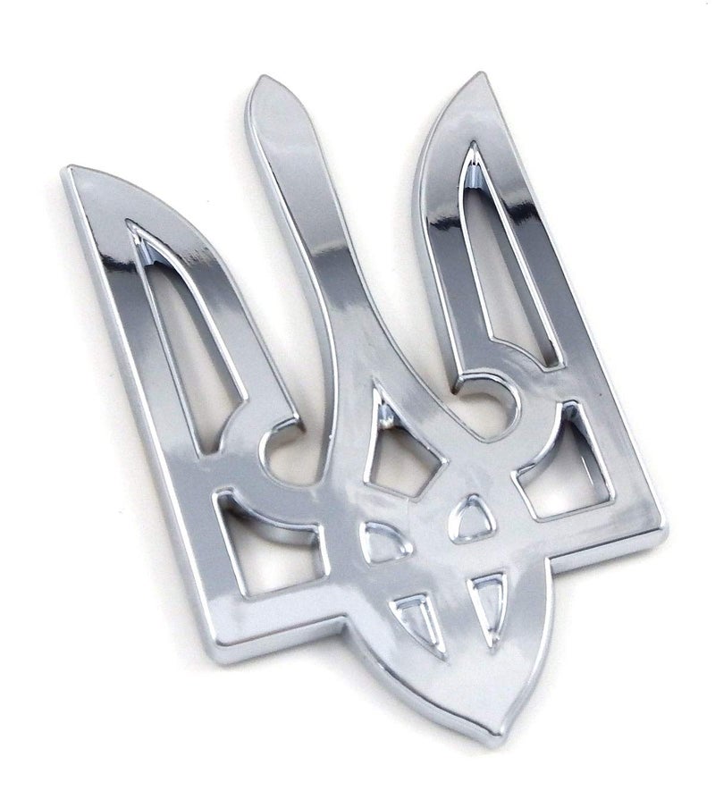 Car Chrome Decals Trident Tryzub 3.5" Ukrainian Ukraine Car Chrome Emblem Decal Sticker X-Large - Image 1