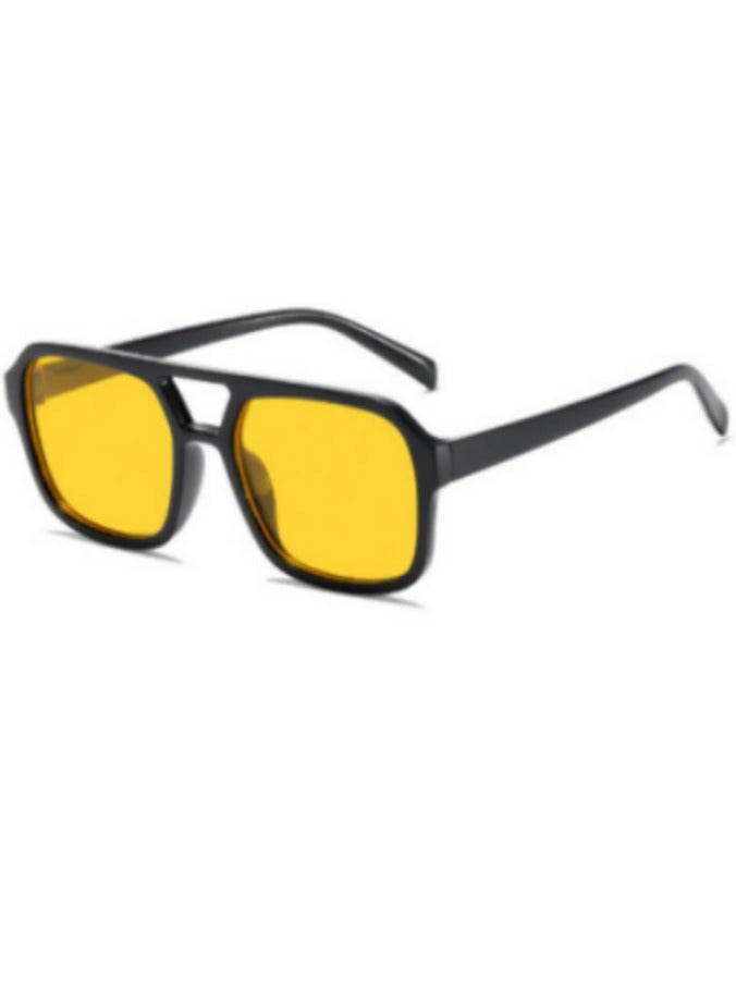 عام نظارات شمسية أفياتور مربعة بتصميم ريترو السبعينيات للنساء والرجال بإطار مسطح ونظارات شمسية عصرية - Image 1