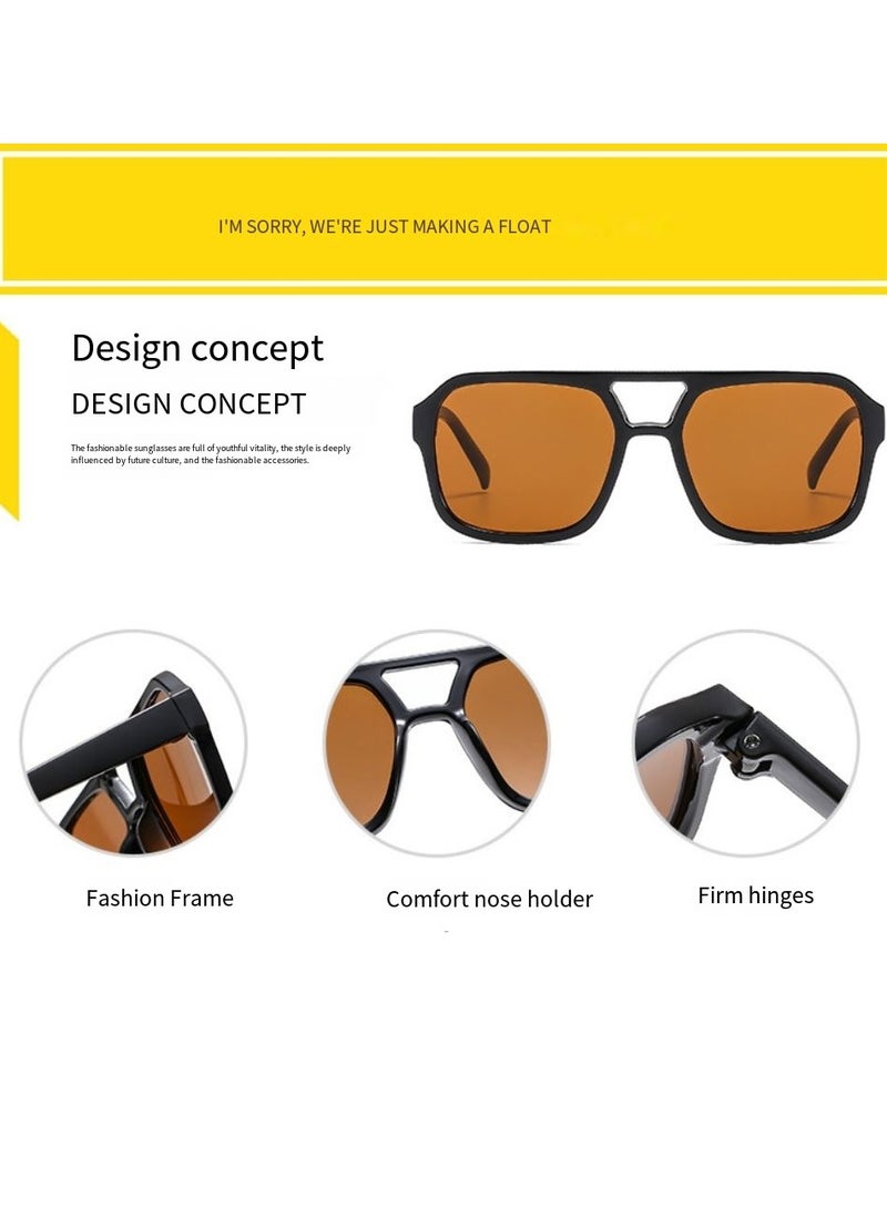 عام نظارات شمسية أفياتور مربعة بتصميم ريترو السبعينيات للنساء والرجال بإطار مسطح ونظارات شمسية عصرية - Image 2