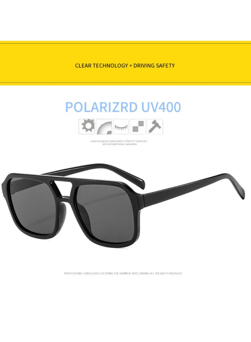 عام نظارات شمسية أفياتور مربعة بتصميم ريترو السبعينيات للنساء والرجال بإطار مسطح ونظارات شمسية عصرية - Image 3