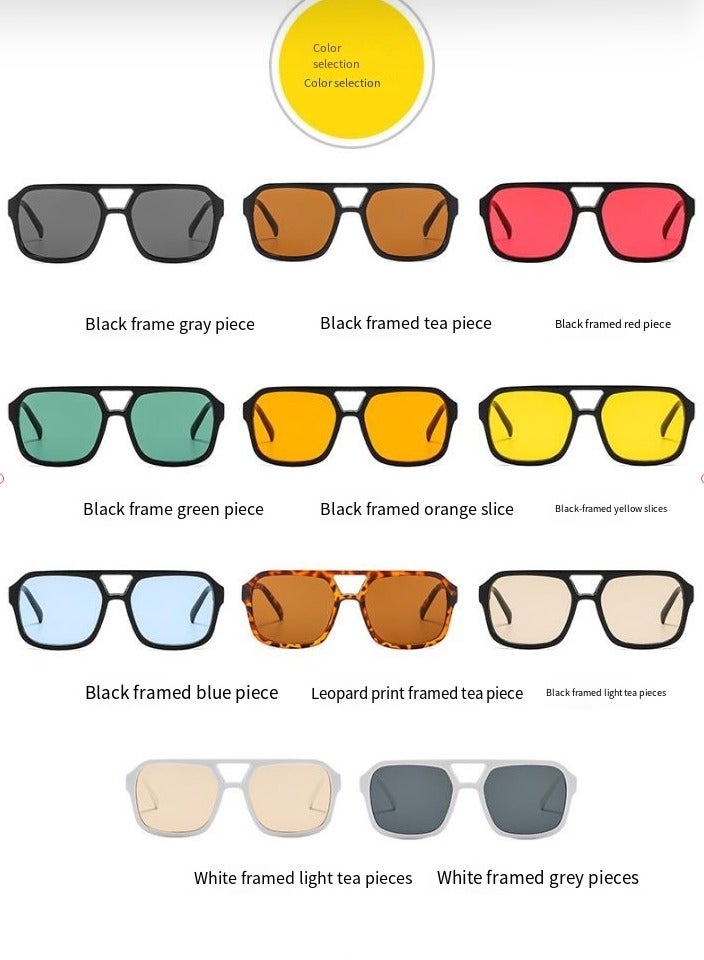 عام نظارات شمسية أفياتور مربعة بتصميم ريترو السبعينيات للنساء والرجال بإطار مسطح ونظارات شمسية عصرية - Image 5