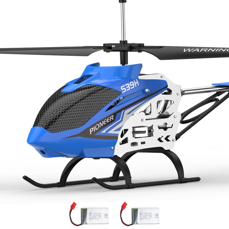 طائرة هليكوبتر عن بعد Cheerwing SYMA S39H مع خاصية تثبيت الارتفاع ووضع السرعة العالية والمنخفضة 2 بطاريات طائرة كبيرة الحجم للبالغين والأطفال زرقاء