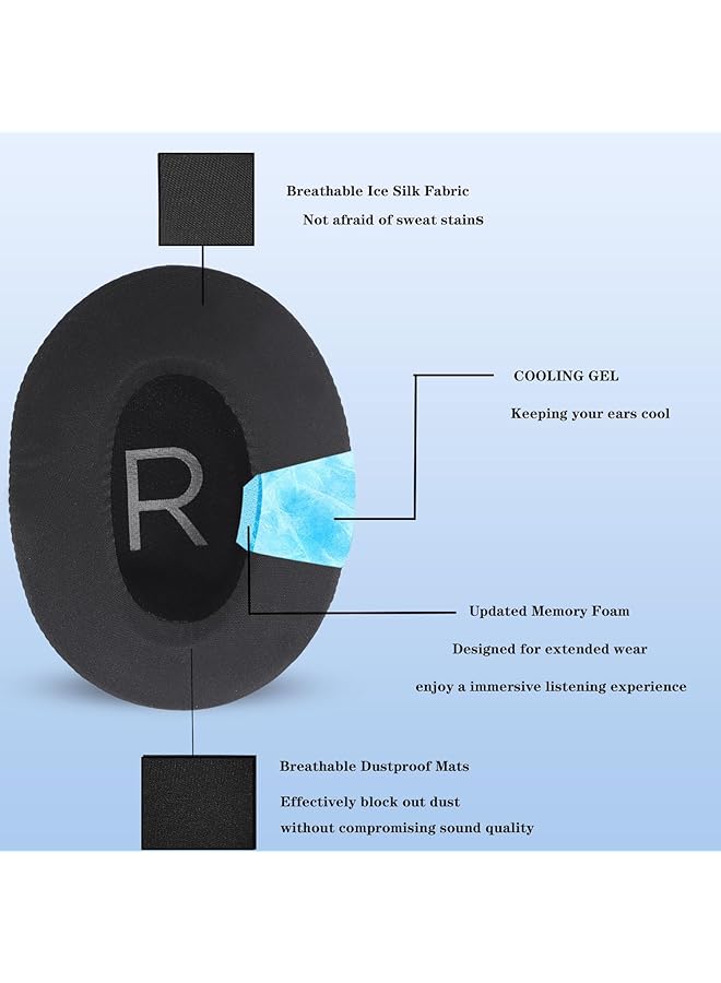 erorex Cooling Gel Ear Cups Replacement Fit For Bŏse Qc45 Quietcomfort 45 Headphones Noise Isolation Memory Foam - Image 3