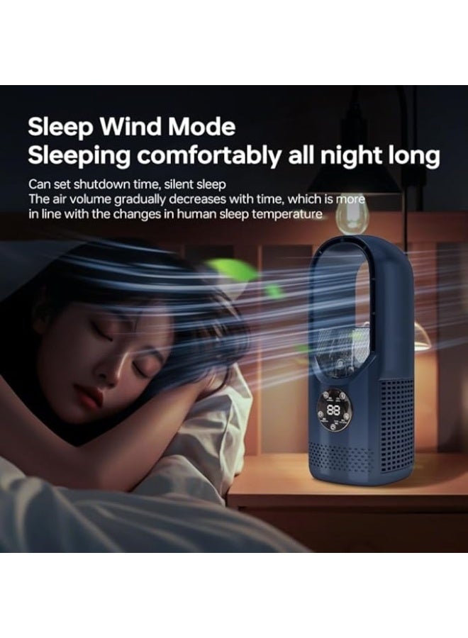Bladeless Fan with Humidifier and RGB Lights, USB Powered Desk Fan, 6-Speed Quiet Personal Cooling Fan for Office Home Bedroom, No Blades Design Safer than Traditional Fans (Blue) - Image 4