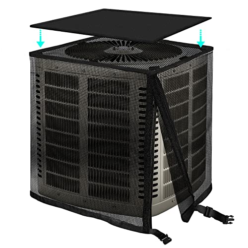 TRELC Air Conditioner Cover for Outside Unit, All Seasons Full Mesh AC Cover with Detachable Waterproof Top, Winter AC Unit Covers Outdoor Against Cottonwood, Leaves, Snow (35.4" x 35.4" x 39.4") - Image 1
