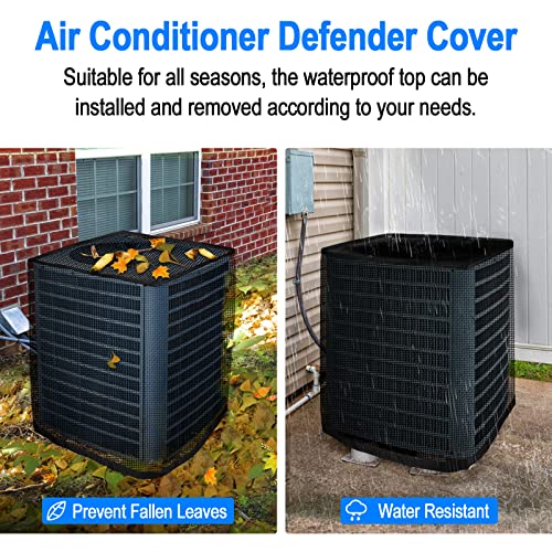TRELC Air Conditioner Cover for Outside Unit, All Seasons Full Mesh AC Cover with Detachable Waterproof Top, Winter AC Unit Covers Outdoor Against Cottonwood, Leaves, Snow (35.4" x 35.4" x 39.4") - Image 3