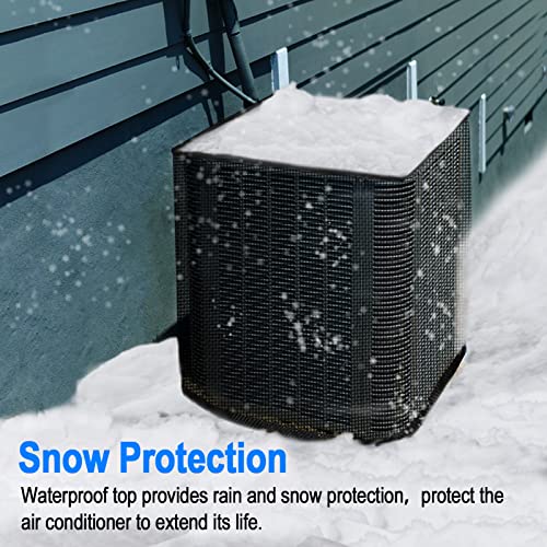 TRELC Air Conditioner Cover for Outside Unit, All Seasons Full Mesh AC Cover with Detachable Waterproof Top, Winter AC Unit Covers Outdoor Against Cottonwood, Leaves, Snow (35.4" x 35.4" x 39.4") - Image 4