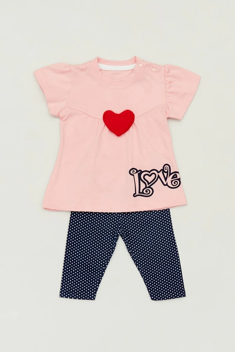 FullaModa Polka Dot Printed Heart Girls' Set