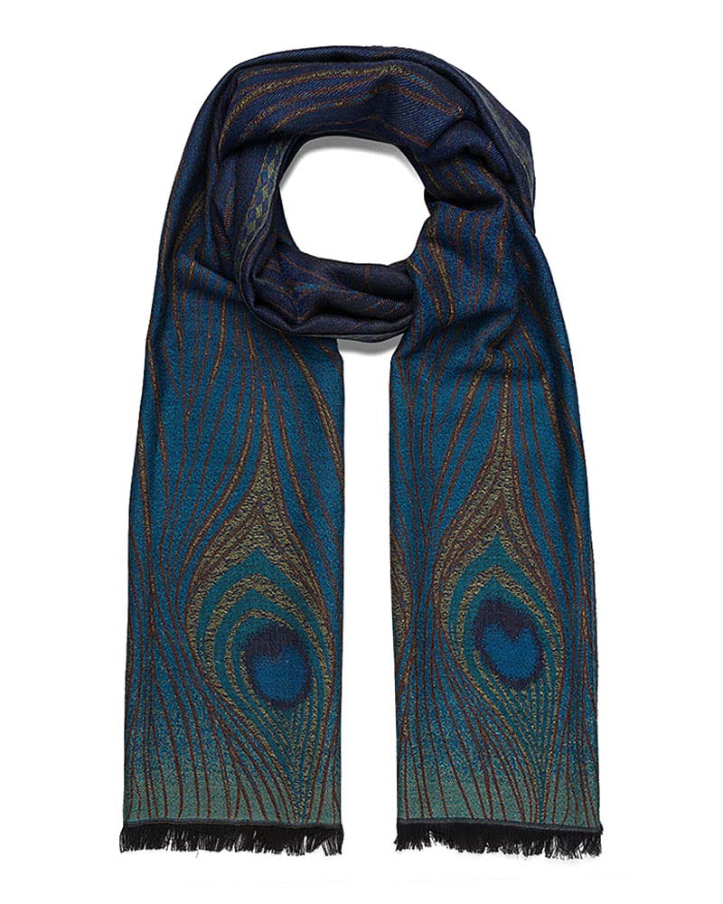 MMA Shawl Scarf Womens Shawls Warm Like Pashmina Scarf Wrap Evening or Day Peacock Design - Image 2
