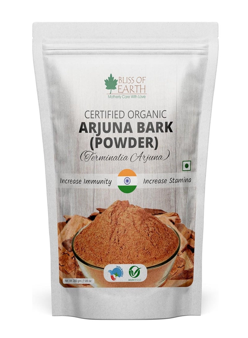 BLISS OF EARTH Arjuna Bark Powder 200g Pure Herbal Supplement for Heart Health and Organic Natural Cardiovascular Support - Image 1