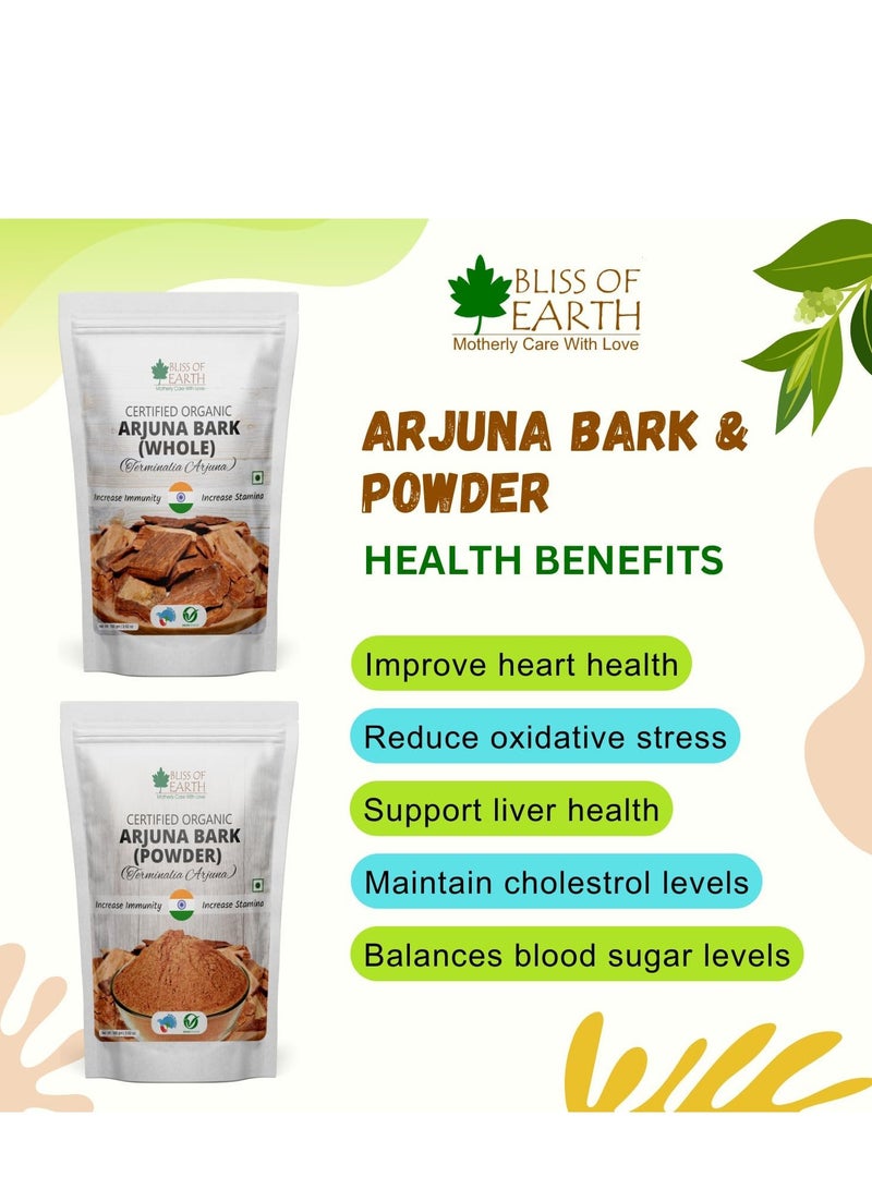 BLISS OF EARTH Arjuna Bark Powder 200g Pure Herbal Supplement for Heart Health and Organic Natural Cardiovascular Support - Image 2