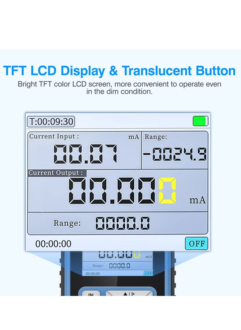 4-20mA 0-24V Current Signal Generator, Current Voltage Adjustable Analog Simulator, Real-time Curve, Multiple Signal Types, 3000ma-h USB Rechargeable, Preset Value, for PLC Testing