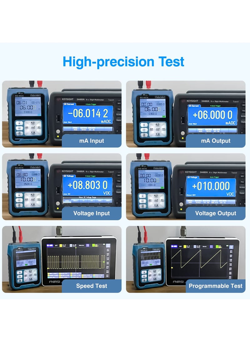 4-20mA 0-24V Current Signal Generator, Current Voltage Adjustable Analog Simulator, Real-time Curve, Multiple Signal Types, 3000ma-h USB Rechargeable, Preset Value, for PLC Testing