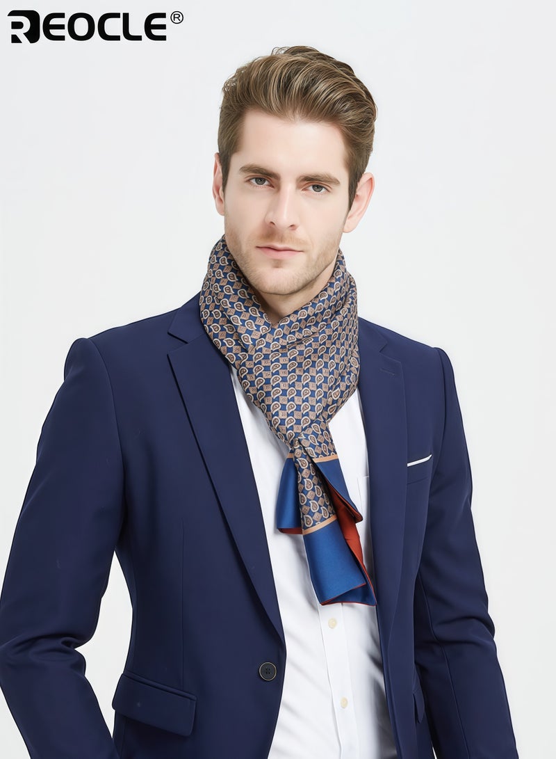 REOCLE Men's Scarf with Double Sided Design and Long Length Feature Neck Wrap with Luxurious Texture for Suit Styling - Image 1