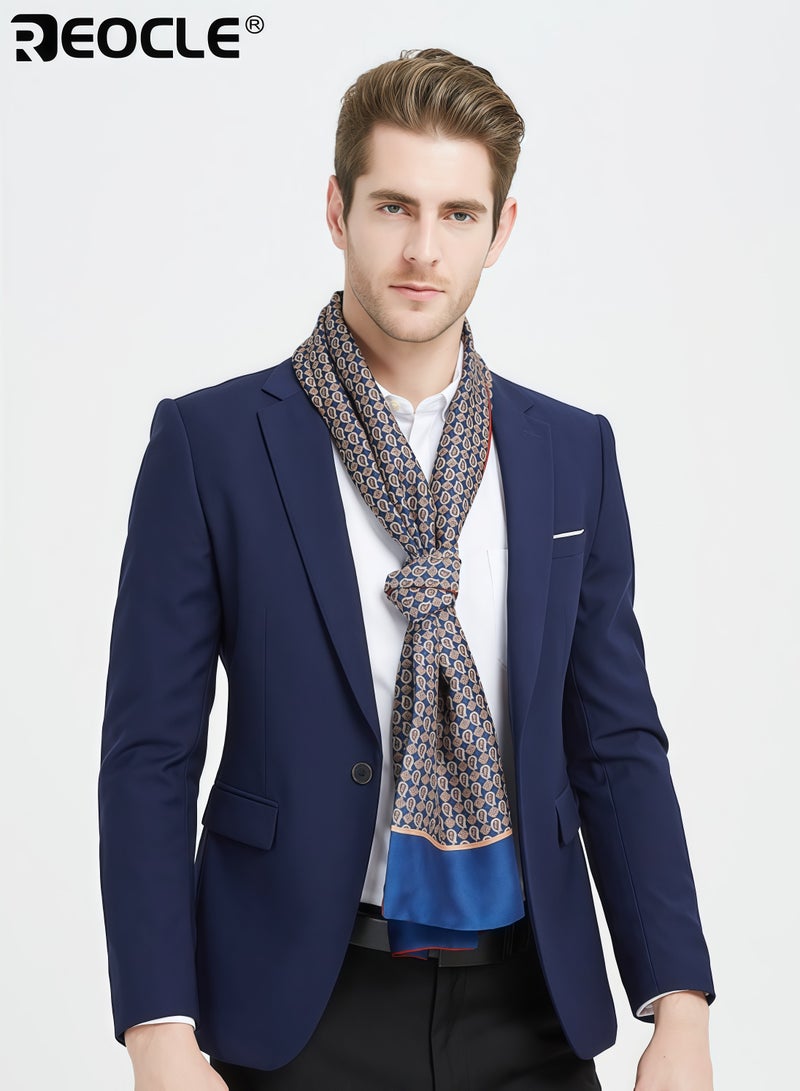 REOCLE Men's Scarf with Double Sided Design and Long Length Feature Neck Wrap with Luxurious Texture for Suit Styling - Image 2