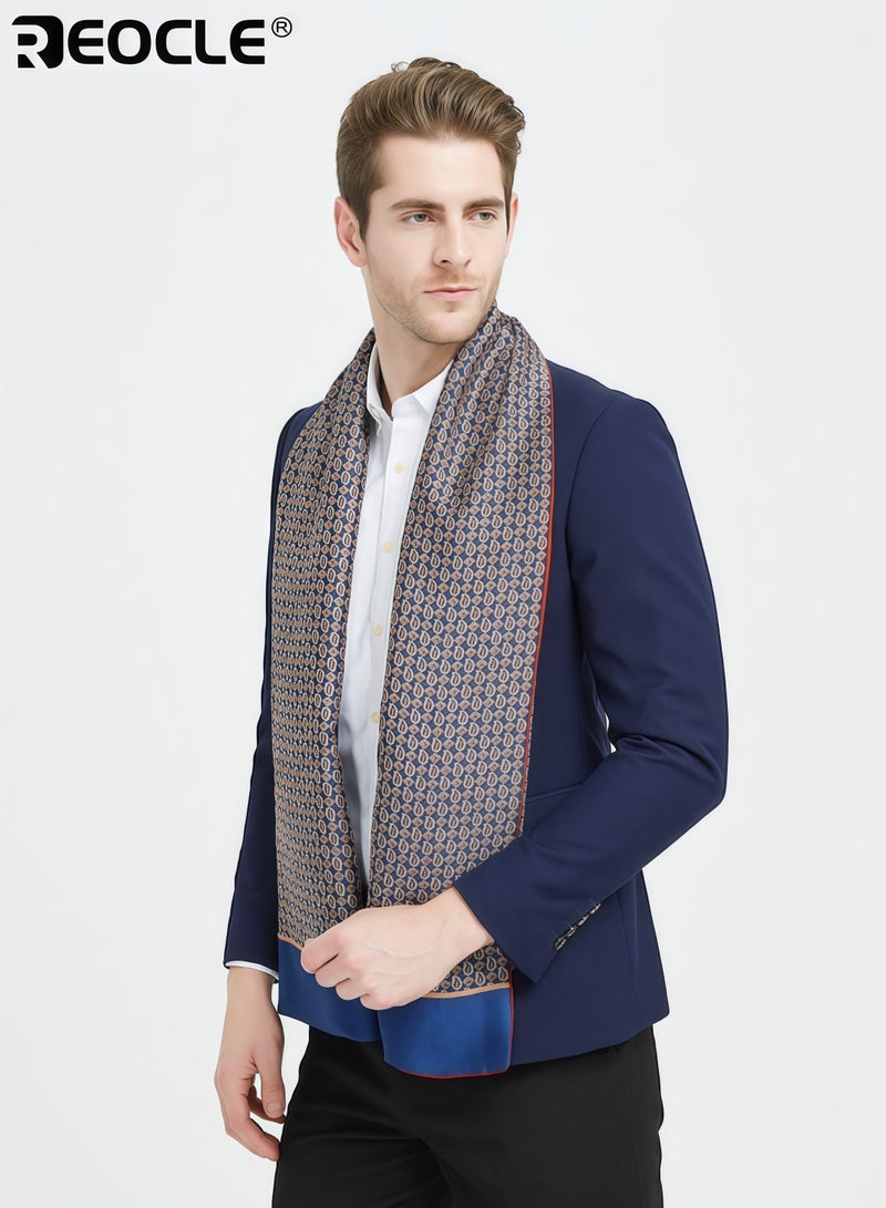 REOCLE Men's Scarf with Double Sided Design and Long Length Feature Neck Wrap with Luxurious Texture for Suit Styling - Image 3
