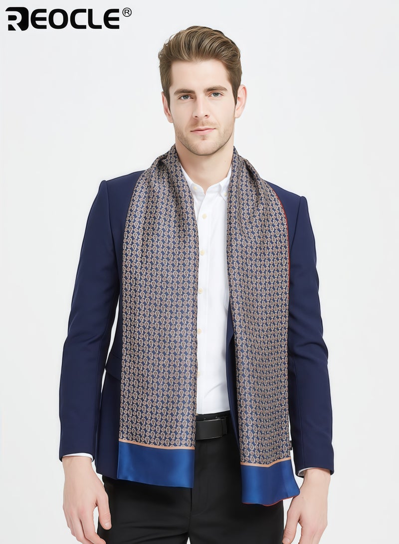REOCLE Men's Scarf with Double Sided Design and Long Length Feature Neck Wrap with Luxurious Texture for Suit Styling - Image 4