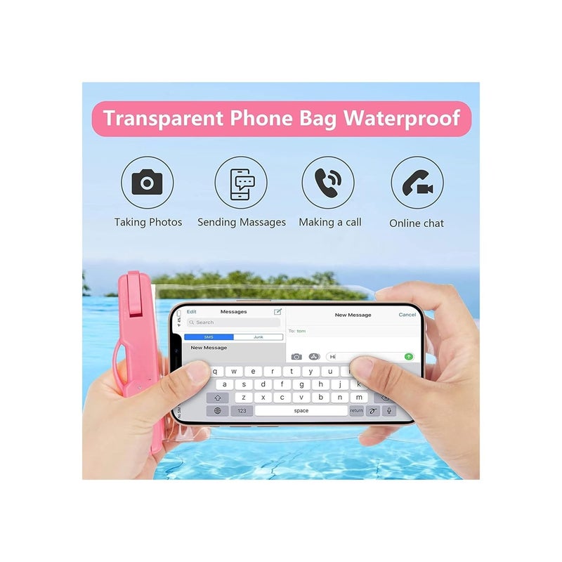 TARAVEE Waterproof Phone Pouch, Dry Bag with Lanyard, Universal Waterproof Phone Case for iPhone 14 13 12 11 Pro Max XR X XS SE 8 Plus Samsung S23 S22 Ultra S21 S10 S9 up to 7" (Pink-Pack-2) - Image 2