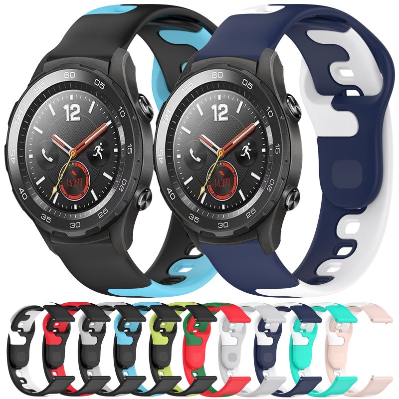 erorex For Huawei Watch Buds 22Mm Double Color Silicone Watch Band(Black+Blue) - Image 3