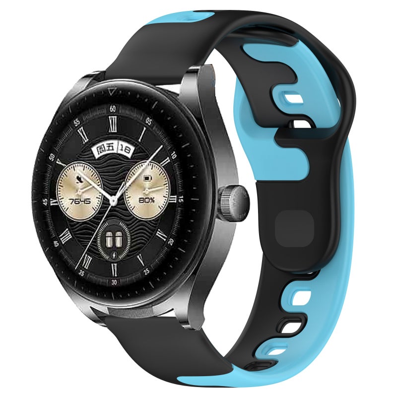 erorex For Huawei Watch Buds 22Mm Double Color Silicone Watch Band(Black+Blue) - Image 1