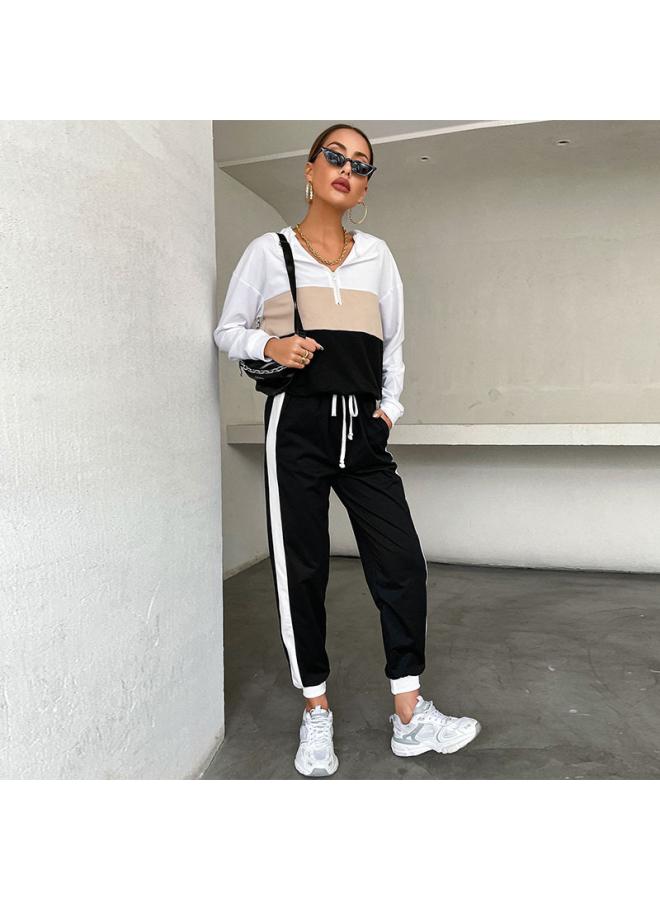 Independent Station European And American Women's Autumn New Hooded Sweater Suit Women's Casual Sports Two-piece Set