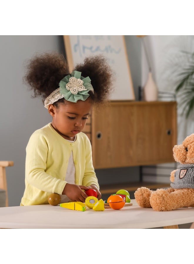Viga Wooden Cutting Fruit Set for Toddlers – Pretend Play Kitchen Toy with Knife and Cutting Board – Montessori-Inspired Learning – Ages 18 Months and Up - Image 3