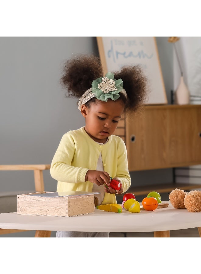 Viga Wooden Cutting Fruit Set for Toddlers – Pretend Play Kitchen Toy with Knife and Cutting Board – Montessori-Inspired Learning – Ages 18 Months and Up - Image 4