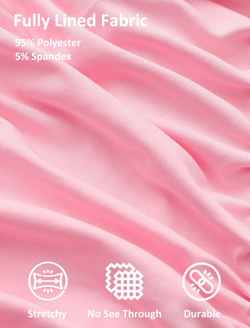 EXARUS Girls Dresses Bodycon Ruched Teens Mesh Lantern Long Sleeve Formal with Removable Pads Homecoming Dance Tight Mini Dress Short Tween Easter Pink 12Y - Image 3