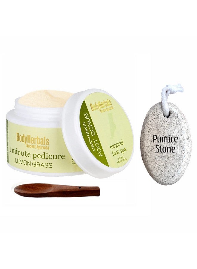 بدي هيربالز مجموعة تقشير القدمين من BodyHerbals: مجموعة مقشر القدمين بعشب الليمون وحجر الخفاف | مجموعة طبيعية مضادة للتصبغ وعلاج الكعب المتشقق وتقشير القدمين وإصلاحهما  - Image 1