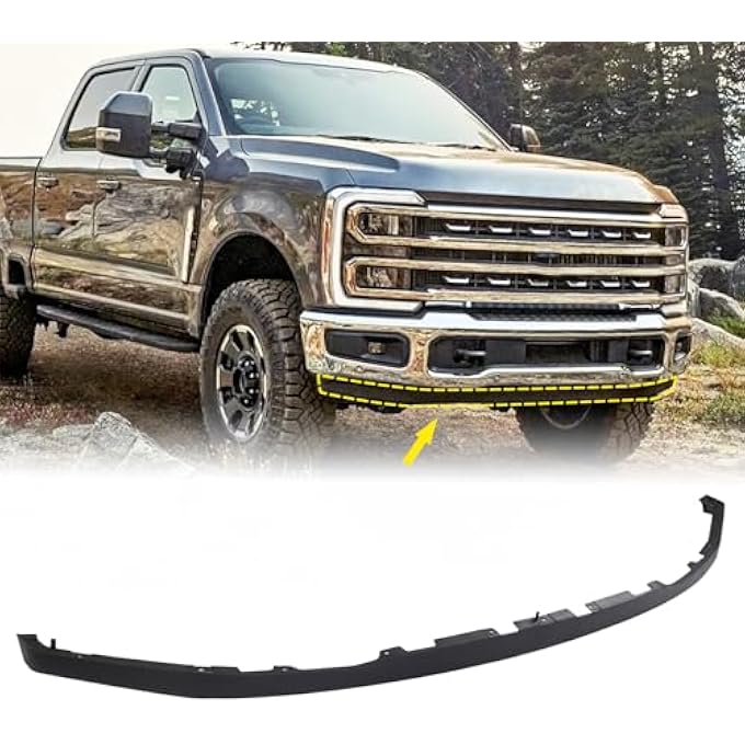 KAMDKI 2.15 inches Front Bumper Lower Valance Panel Deflector Air Dam Fit for 2023 2024 2025 Ford F250 F350 Super Duty Tremor Model Only Matte Black Car Bumper Assembly PC3Z17626CA - Image 1