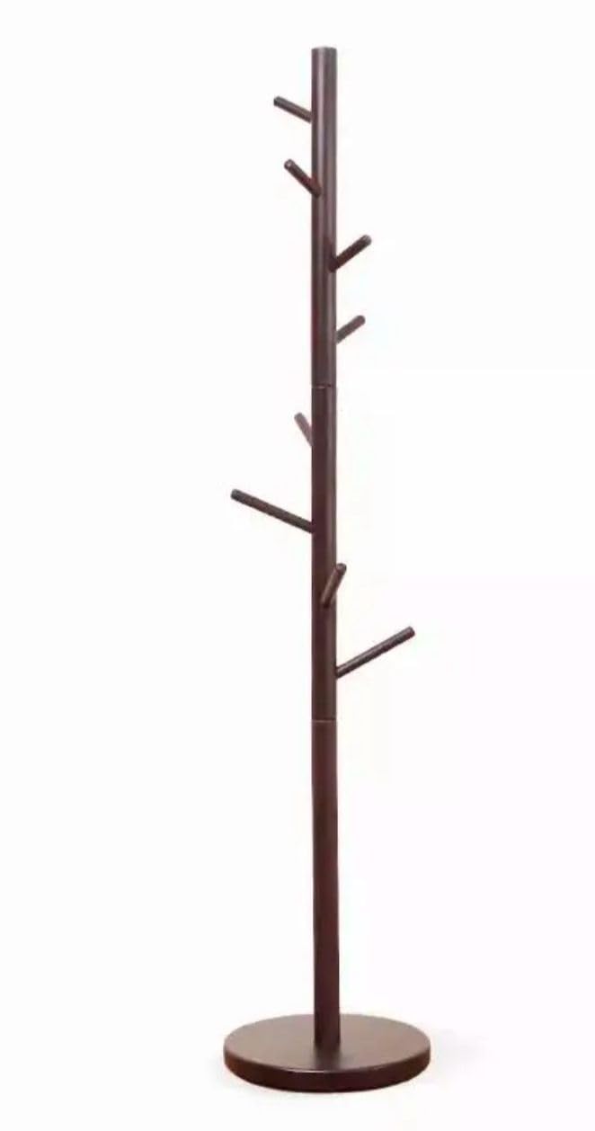 MERISH Wooden Coat Rack Free Standing Coat Stand with 8 Hooks and 3 Height Options Sturdy Kids Coat Tree Easy to Assemble for Entryway Home Office Jackets Hat Purse Natural YD1010 Black