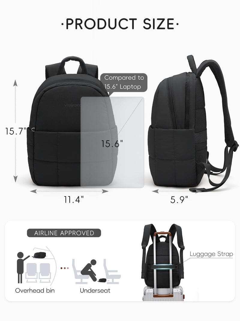 WESTBRONCO Puffer Laptop Backpack for Women Travel Backpack for Women Airplane Approved Backpack with 16'' Laptop Compartment - Image 2