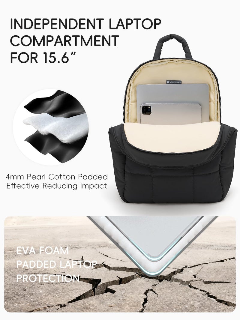 WESTBRONCO Puffer Laptop Backpack for Women Travel Backpack for Women Airplane Approved Backpack with 16'' Laptop Compartment - Image 4