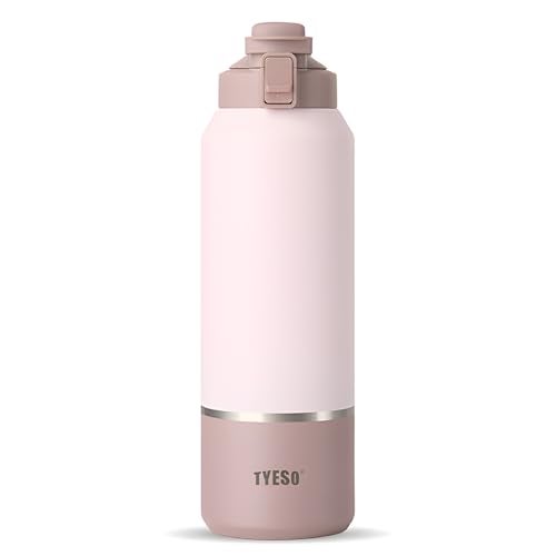 TYESO 40oz Tumbler with Handle Lid Insulated Stainless Steel Water Bottle IceFlow Collection Blush Sandstone - Image 1