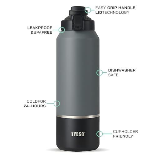 TYESO 40oz Tumbler with Handle Lid Insulated Stainless Steel Water Bottle IceFlow Collection Blush Sandstone - Image 3