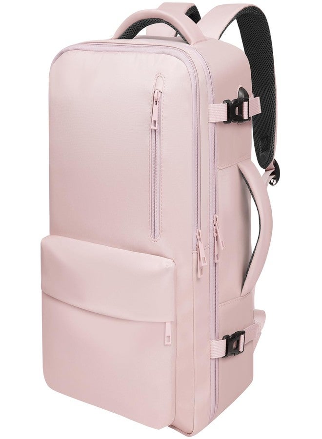 prezon 35L Travel Backpack | 180° All-Open Design | Multi-Pockets | Airline Approved Carry on|15.6 inch Laptop Compartment |USB Port |Perfect for Travel Business College Bookbags |Men Women,Pink - Image 1