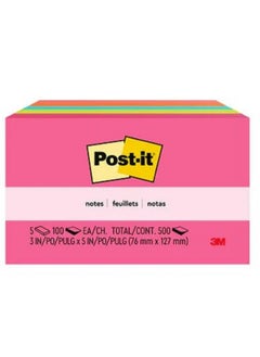 Post It Post-it Sticky Notes 3 in x 5 in Neon Colors 5 pads  - Image 1
