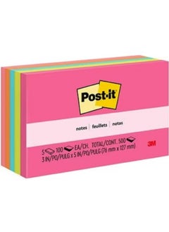 Post It Post-it Sticky Notes 3 in x 5 in Neon Colors 5 pads  - Image 2